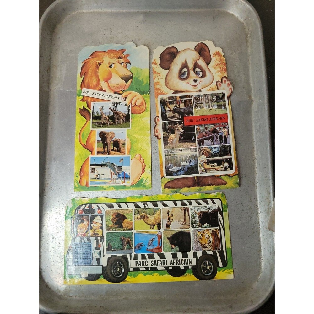 Vtg Parc Safari Africain Zoo Hemmingford Quebec Oversize Postcards Travel Canada